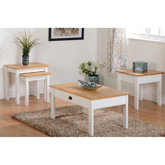 Ladkro Wooden Lamp Table Square In White And Oak