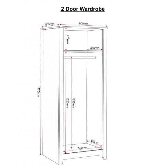 Ladkro Wooden Wardrobe In White And Oak With 2 Doors_3