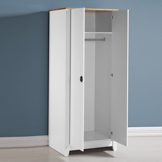 Ladkro Wooden Wardrobe In White And Oak With 2 Doors_2