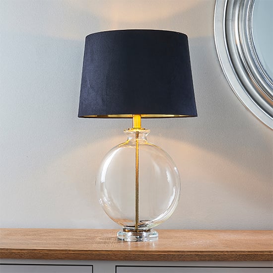 Read more about Gideon black faux cylinder table lamp in antique brass