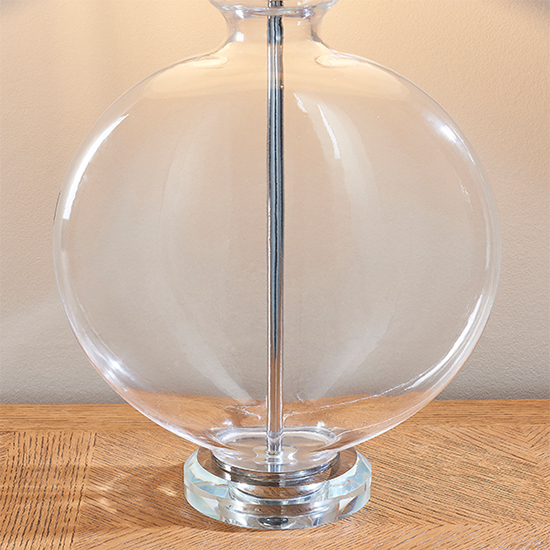 Gideon White Linen Cylinder Table Lamp In Polished Nickel