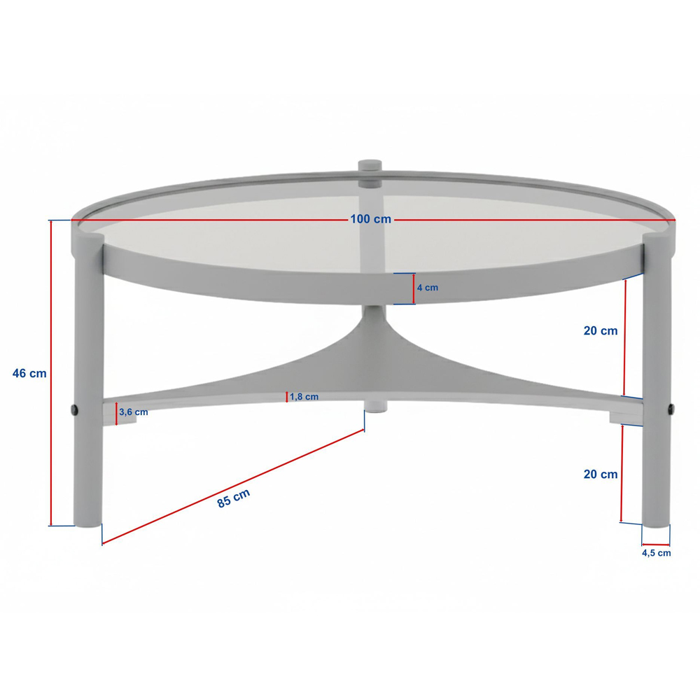 Gifu Round Glass Top Coffee Table with Solid Wood Frame in Oak