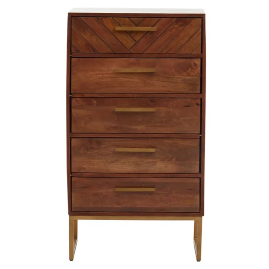 Read more about Gijon mango wood chest of 5 drawers in brown
