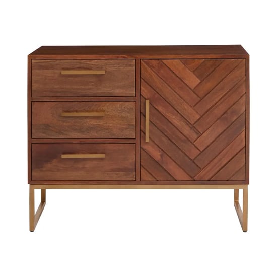 Read more about Gijon mango wood sideboard with 1 door 3 drawers in brown