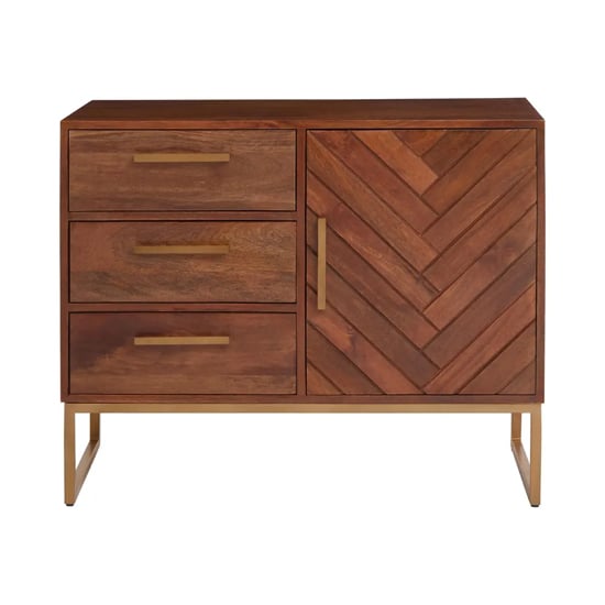 Product photograph of Gijon Mango Wood Sideboard With 1 Door 3 Drawers In Brown from Furniture in Fashion