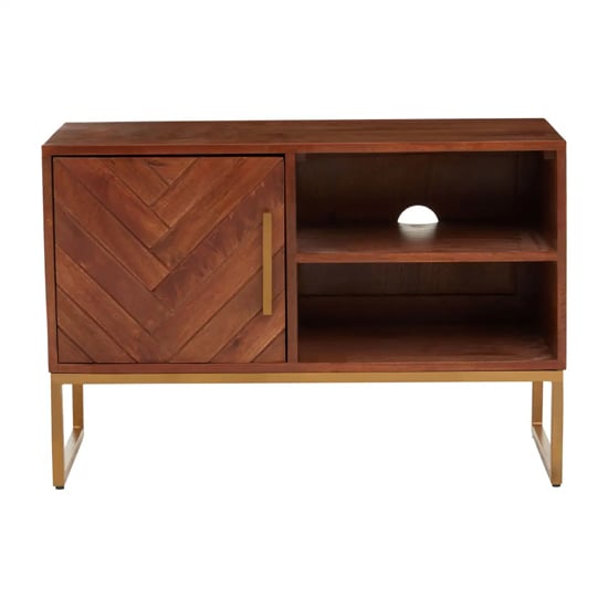 Product photograph of Gijon Mango Wood Tv Stand With 1 Door In Brown from Furniture in Fashion
