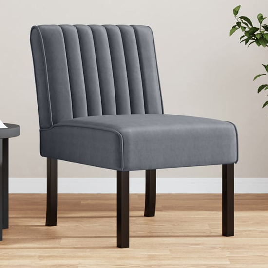 Gilbert Velvet Bedroom Chair In Dark Grey With Wooden Legs