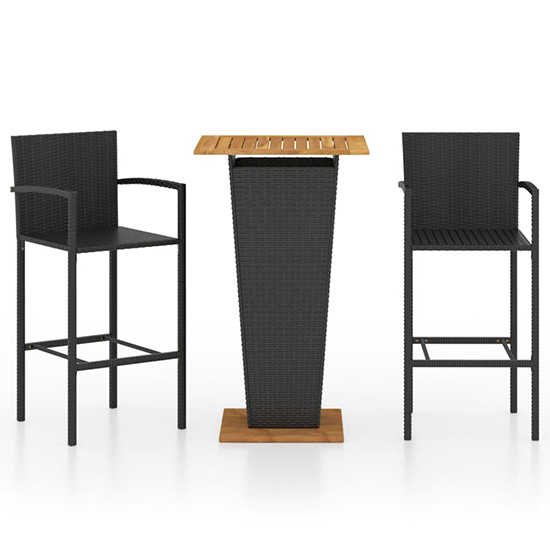 Gilda Outdoor Wooden And Rattan Bar Table With 2 Stool In Black_2