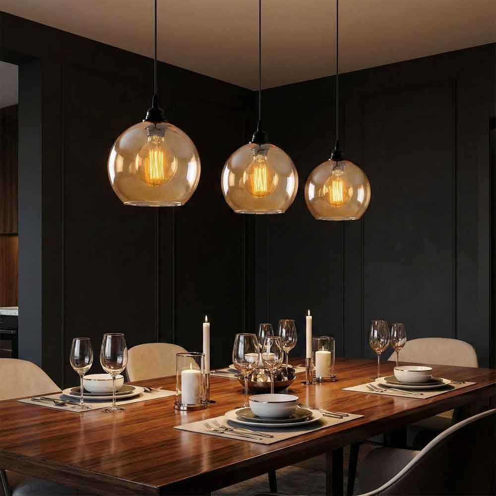 Gilded 3 Light Metal Ceiling Pendant Light in Gold and Black