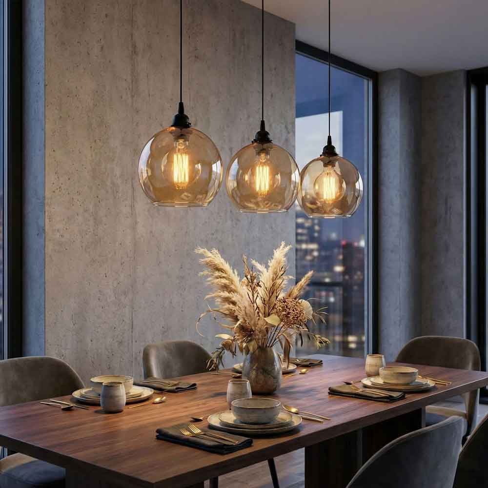 Gilded 3 Light Metal Ceiling Pendant Light in Gold and Black
