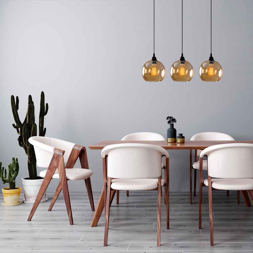 Gilded 3 Light Metal Ceiling Pendant Light in Gold and Black