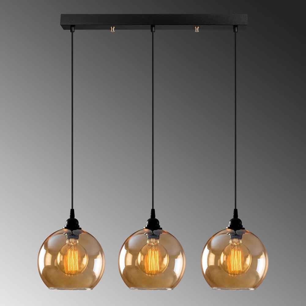 Gilded 3 Light Metal Ceiling Pendant Light in Gold and Black