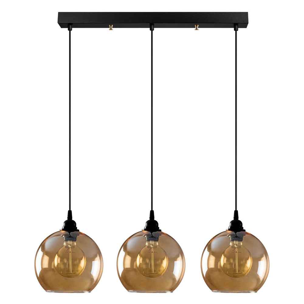 Gilded 3 Light Metal Ceiling Pendant Light in Gold and Black