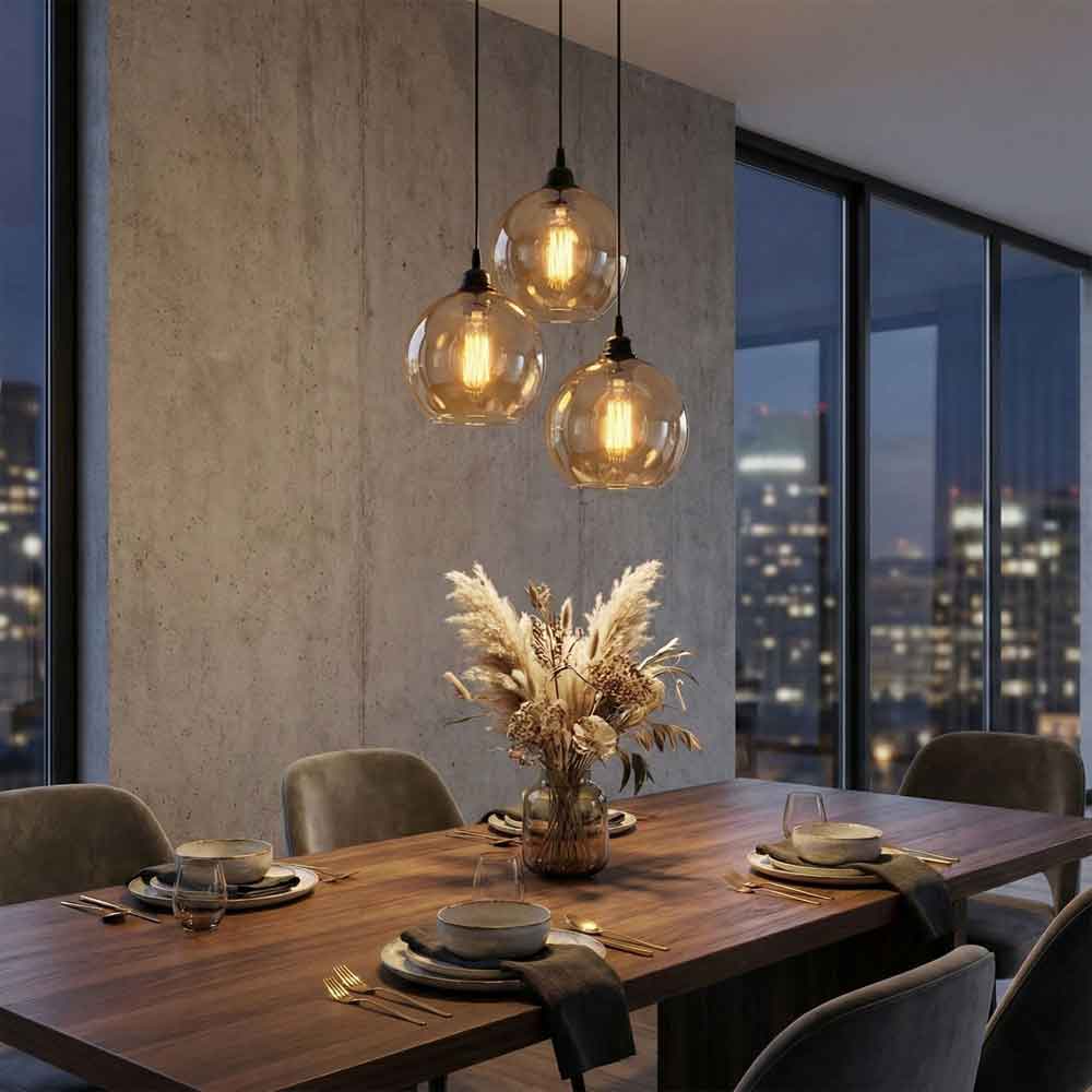Gilded 3 Light Metal Cluster Ceiling Pendant Light in Gold and Black
