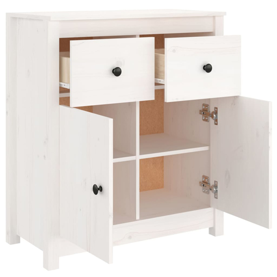 Giles Pine Wood Sideboard With 2 Doors 2 Drawers In White_5
