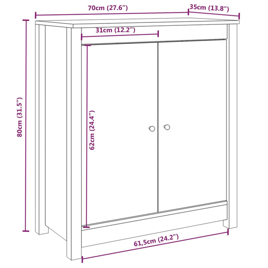 Giles Pine Wood Sideboard With 2 Doors In Grey_6