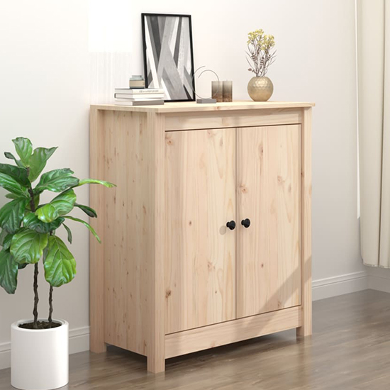 giles pine wood sideboard with 2 doors in natural