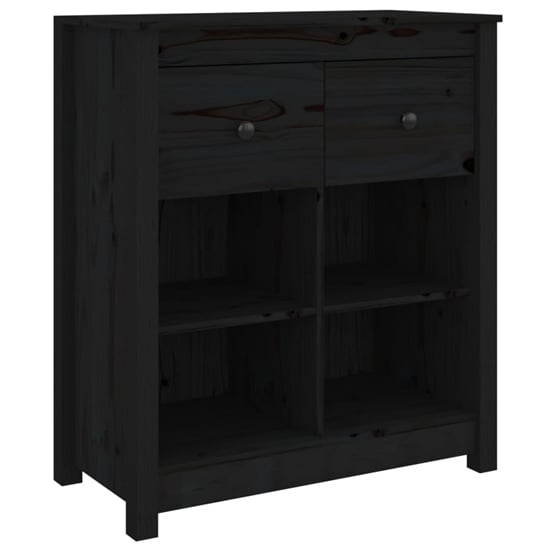 Giles Pine Wood Sideboard With 2 Drawers In Black_3