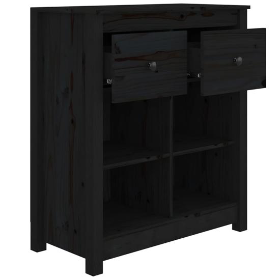Giles Pine Wood Sideboard With 2 Drawers In Black_5