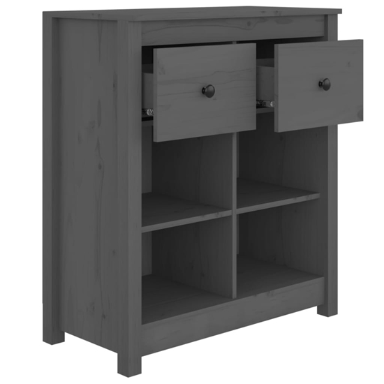 Giles Pine Wood Sideboard With 2 Drawers In Grey