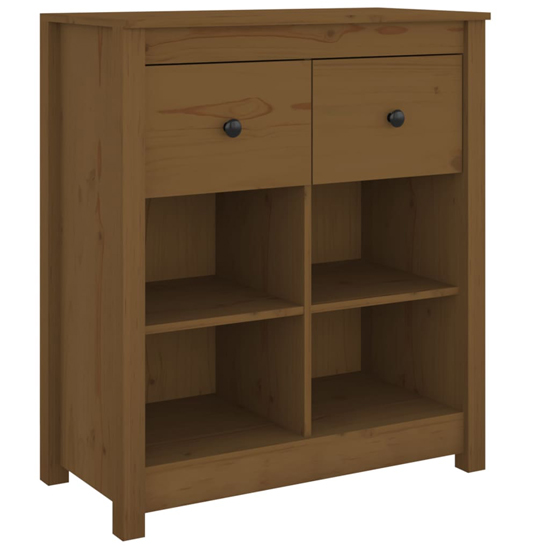 Giles Pine Wood Sideboard With 2 Drawers In Honey Brown