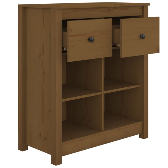 Giles Pine Wood Sideboard With 2 Drawers In Honey Brown