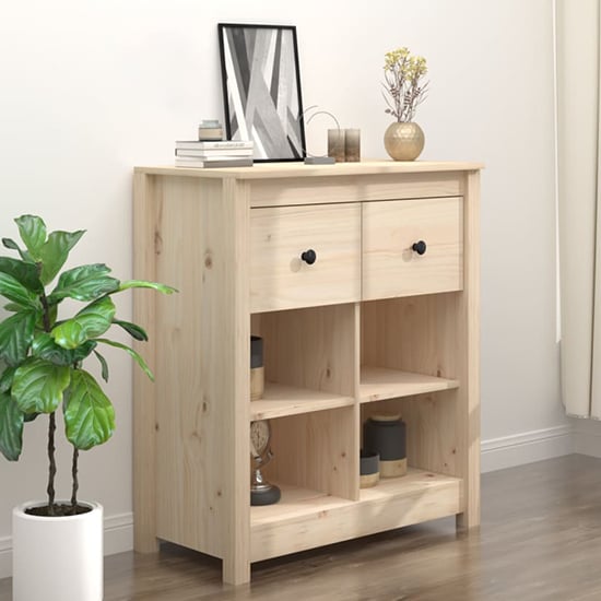 Photo of Giles pine wood sideboard with 2 drawers in natural