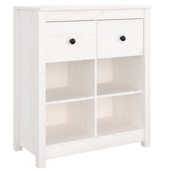 Giles Pine Wood Sideboard With 2 Drawers In White_3