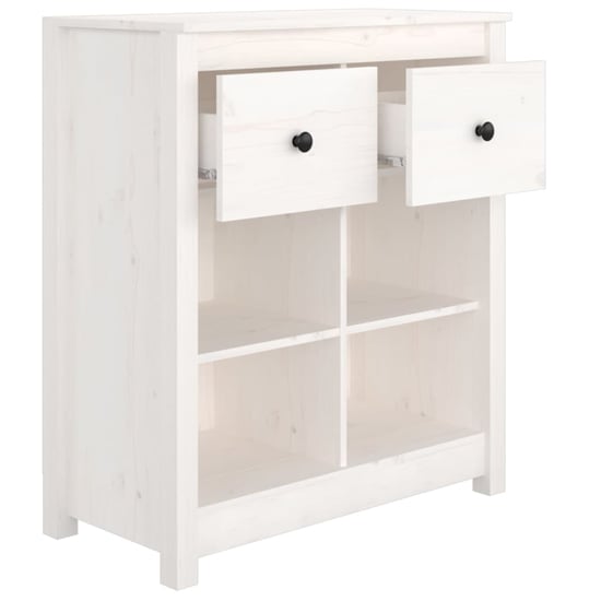 Giles Pine Wood Sideboard With 2 Drawers In White_5