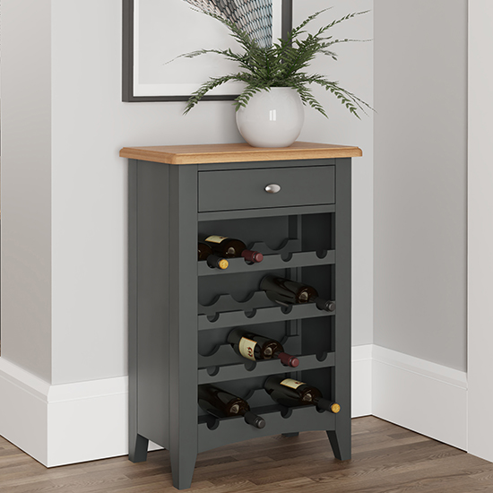 Product photograph of Gilford Wooden 1 Drawer Wine Cabinet In Grey from Furniture in Fashion