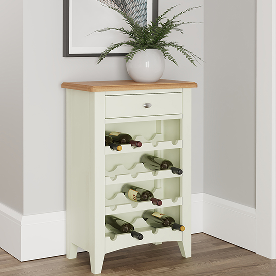Product photograph of Gilford Wooden 1 Drawer Wine Cabinet In White from Furniture in Fashion