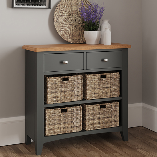 Product photograph of Gilford Wooden 4 Basket Units Sideboard In Grey from Furniture in Fashion