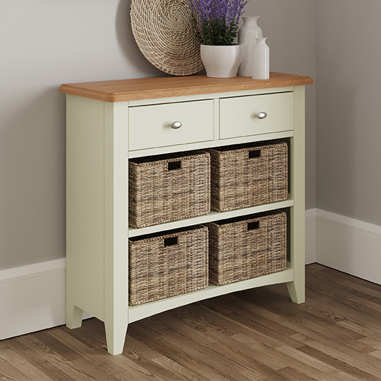 Gilford Wooden 4 Basket Units Sideboard In White FiF