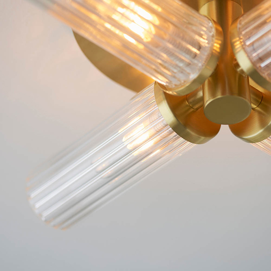 Gilford 4 Lights Glass Semi Flush Ceiling Light In Satin Brass
