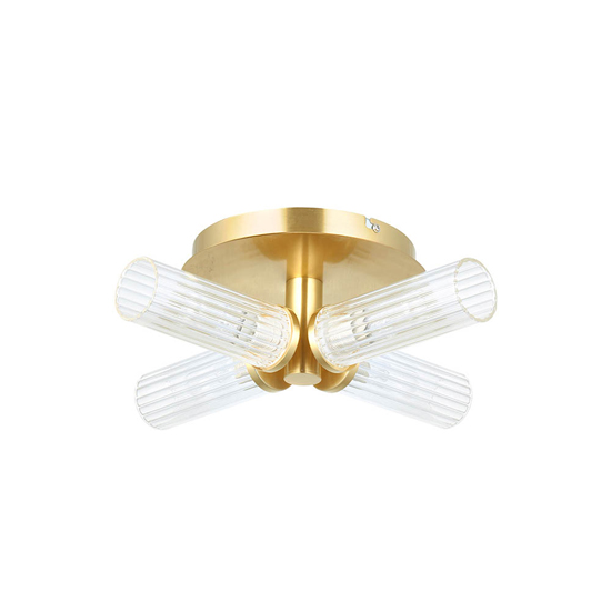 Gilford 4 Lights Glass Semi Flush Ceiling Light In Satin Brass