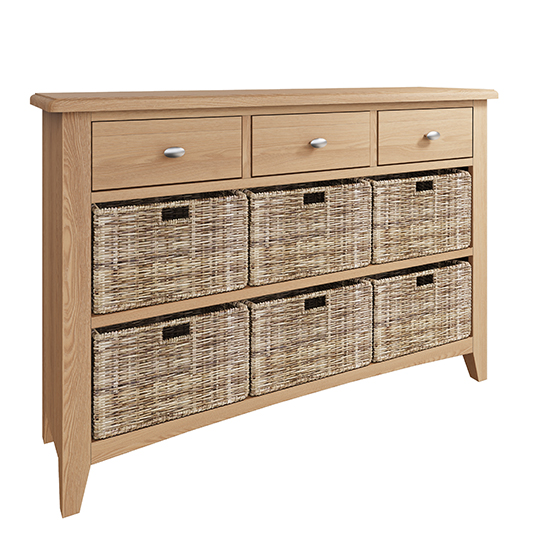 Gilford Wooden 6 Basket Units Sideboard In Light Oak Furniture in Fashion