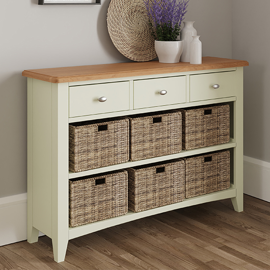 Gilford Wooden 6 Basket Units Sideboard In White