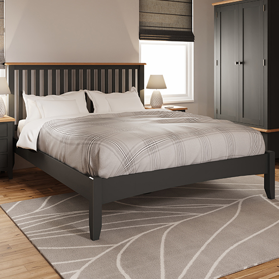 Gilford Wooden Double Bed In Grey