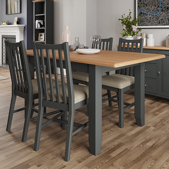 View Gilford extending 160cm grey dining table with 8 chairs