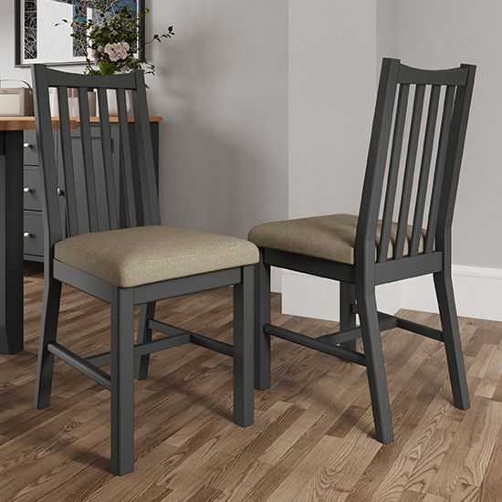 Gilford Grey Wooden Dining Chairs In Pair FiF