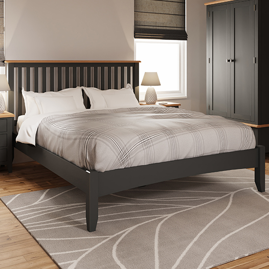 Gilford Wooden King Size Bed In Grey Furniture in Fashion