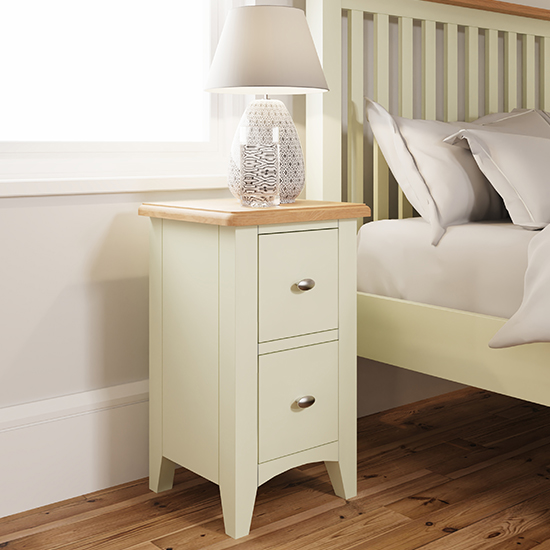 Gilford Wooden 2 Drawers Bedside In White FiF