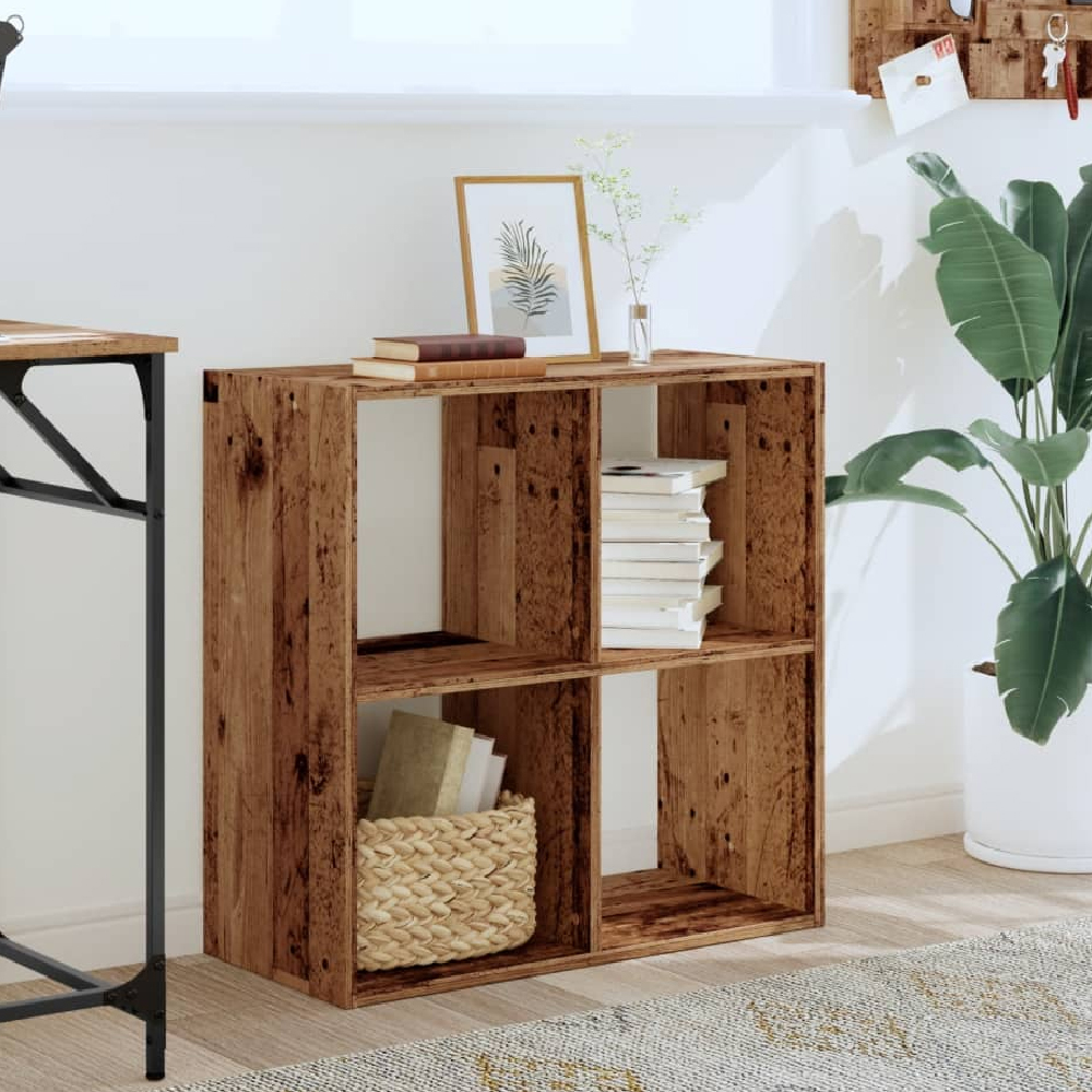 Read more about Gilford wooden bookcase with 4 compartments in brown oak