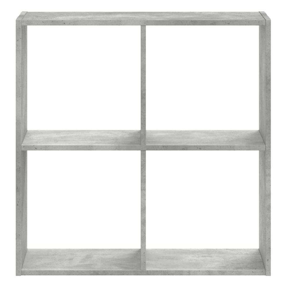 Gilford Wooden Bookcase With 4 Compartments In Concrete Grey