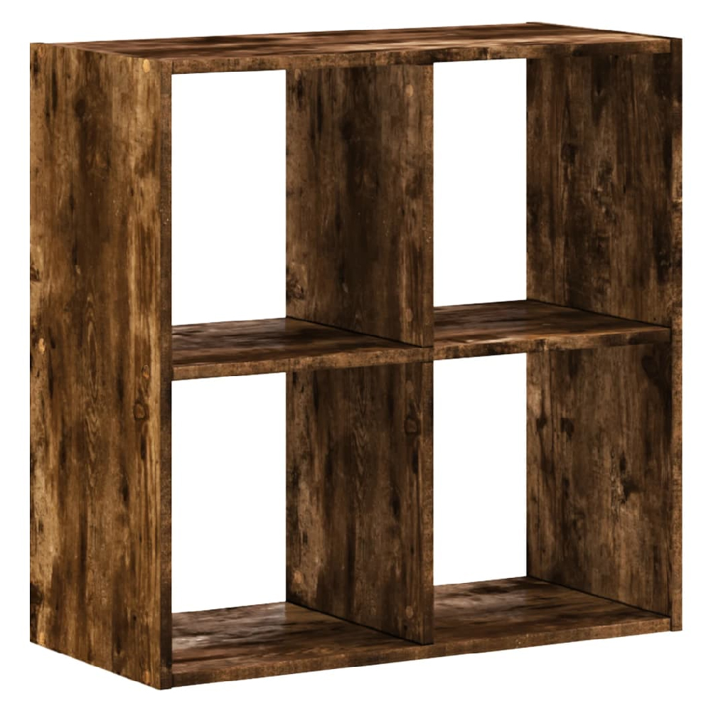 Gilford Wooden Bookcase With 4 Compartments In Smoked Oak
