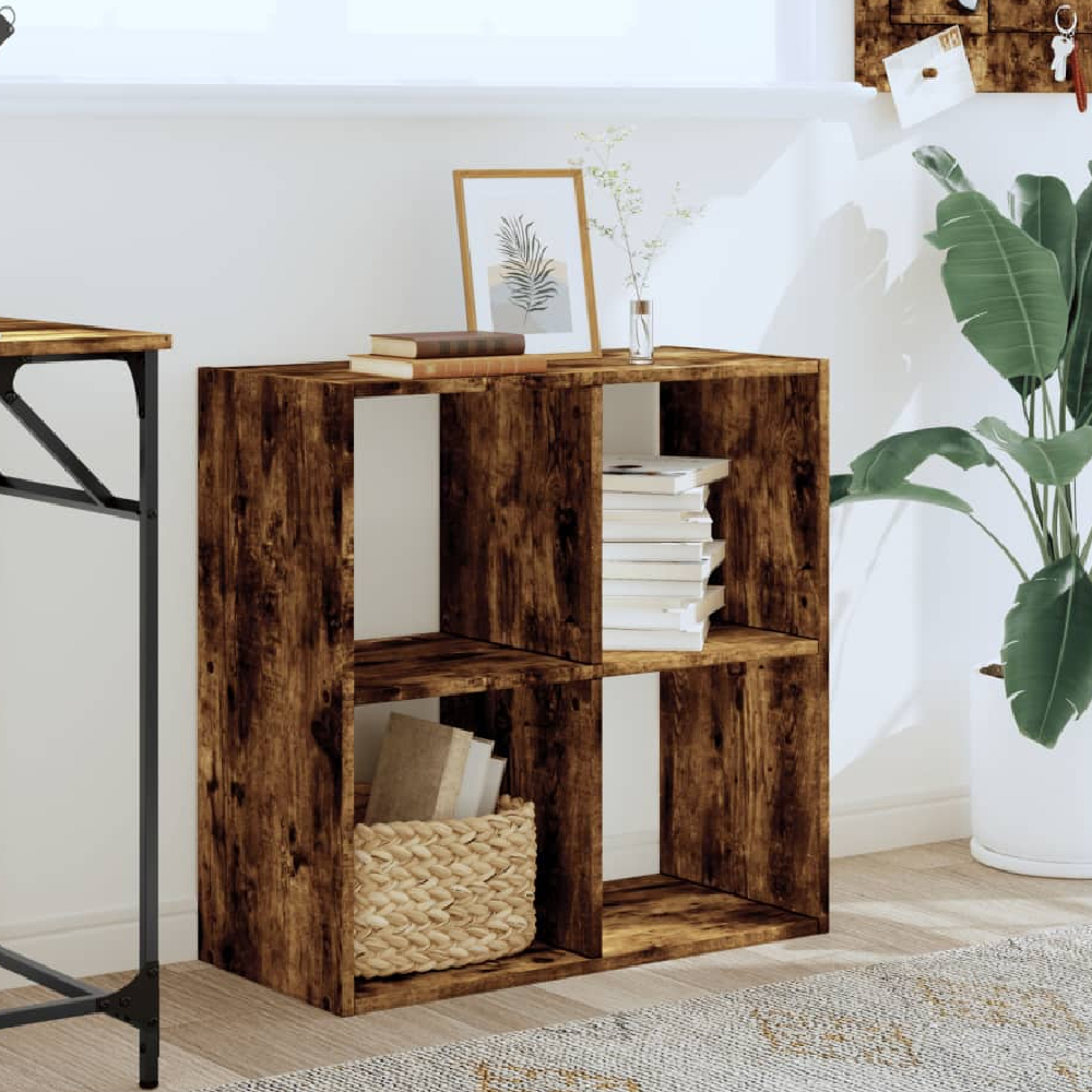 Read more about Gilford wooden bookcase with 4 compartments in smoked oak