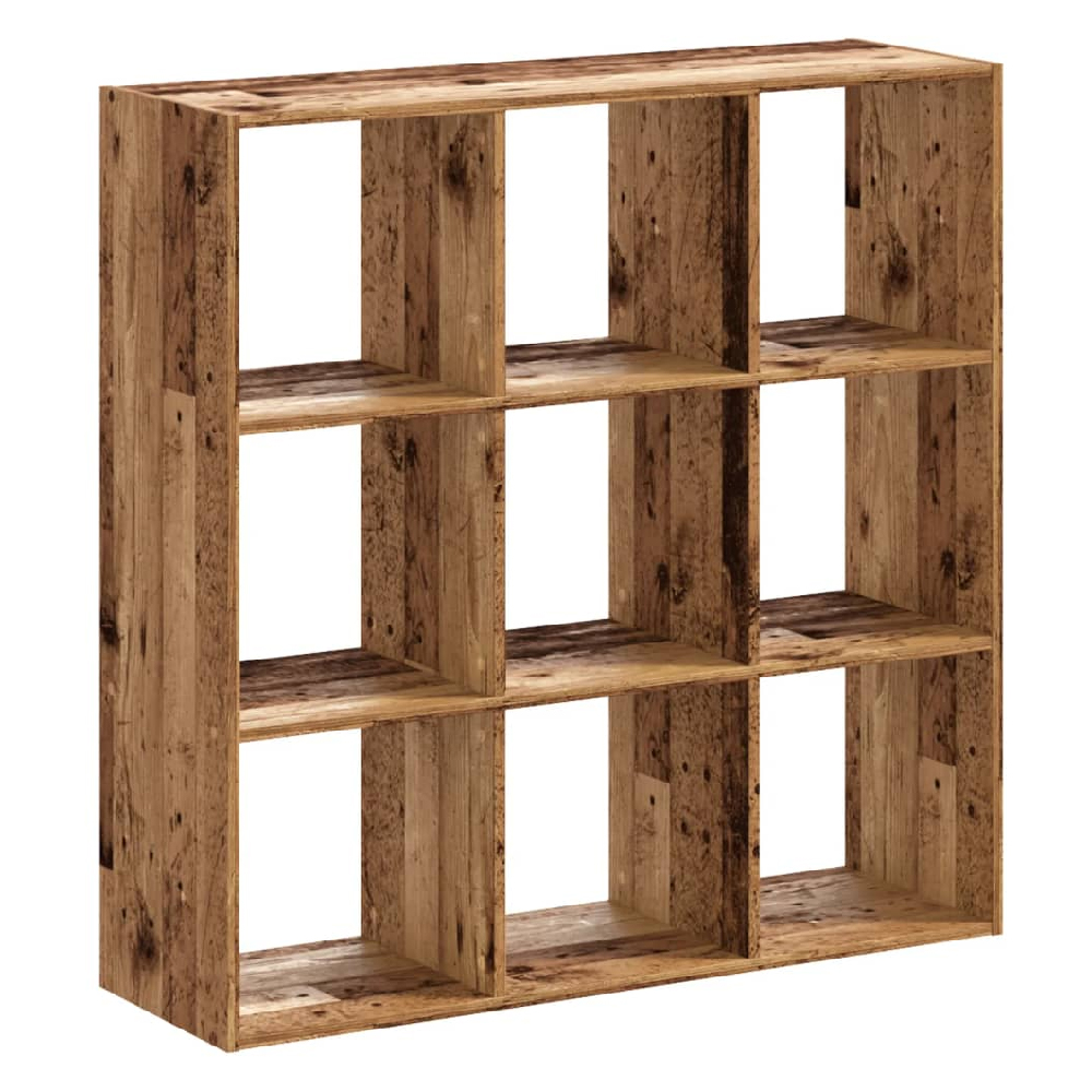 Gilford Wooden Bookcase With 9 Compartments In Brown Oak