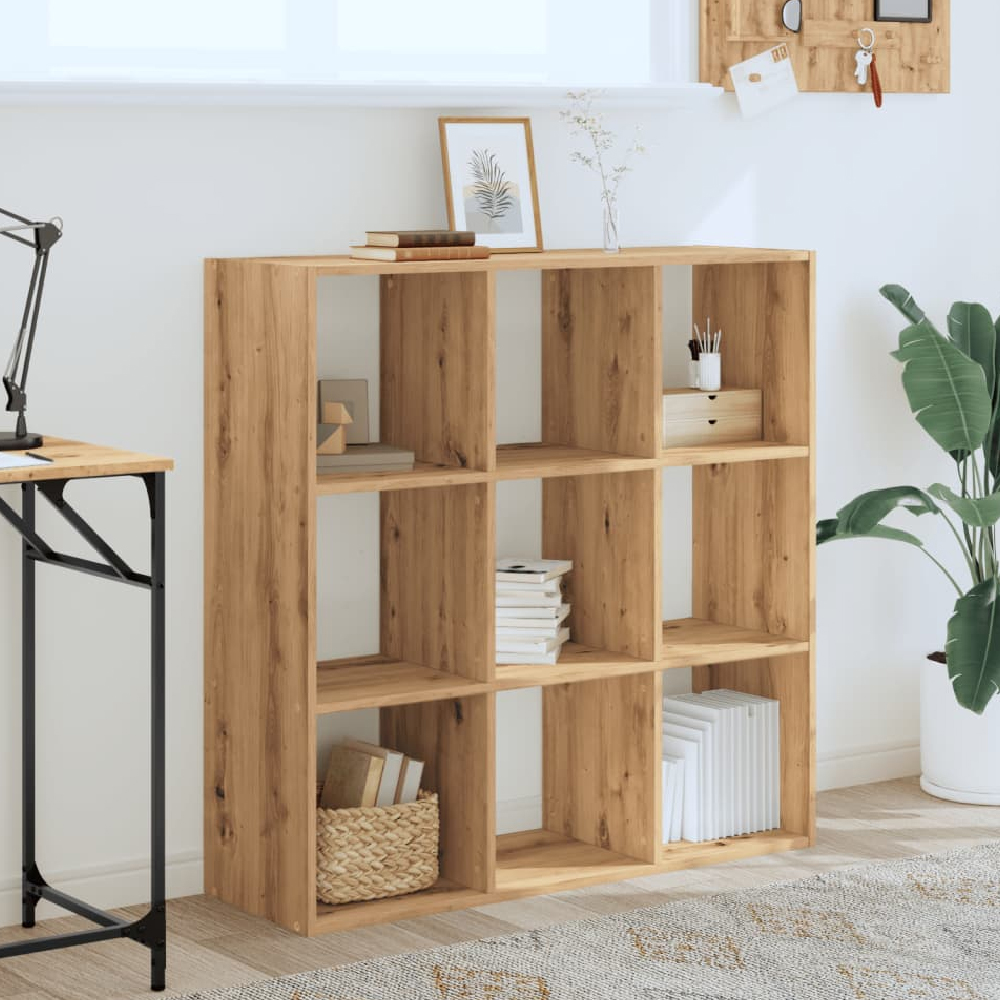 Read more about Gilford wooden bookcase with 9 compartments in oak