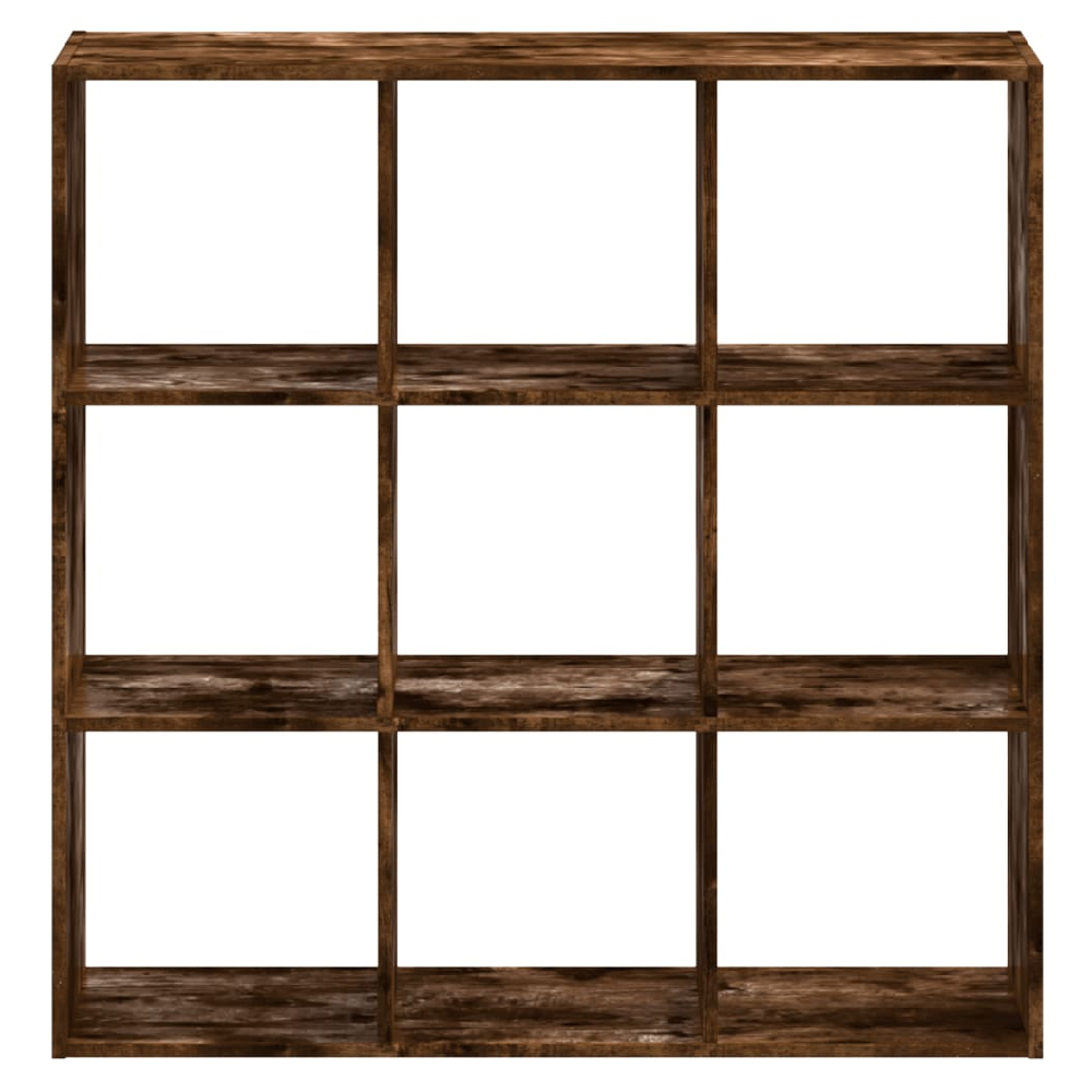 Gilford Wooden Bookcase With 9 Compartments In Smoked Oak