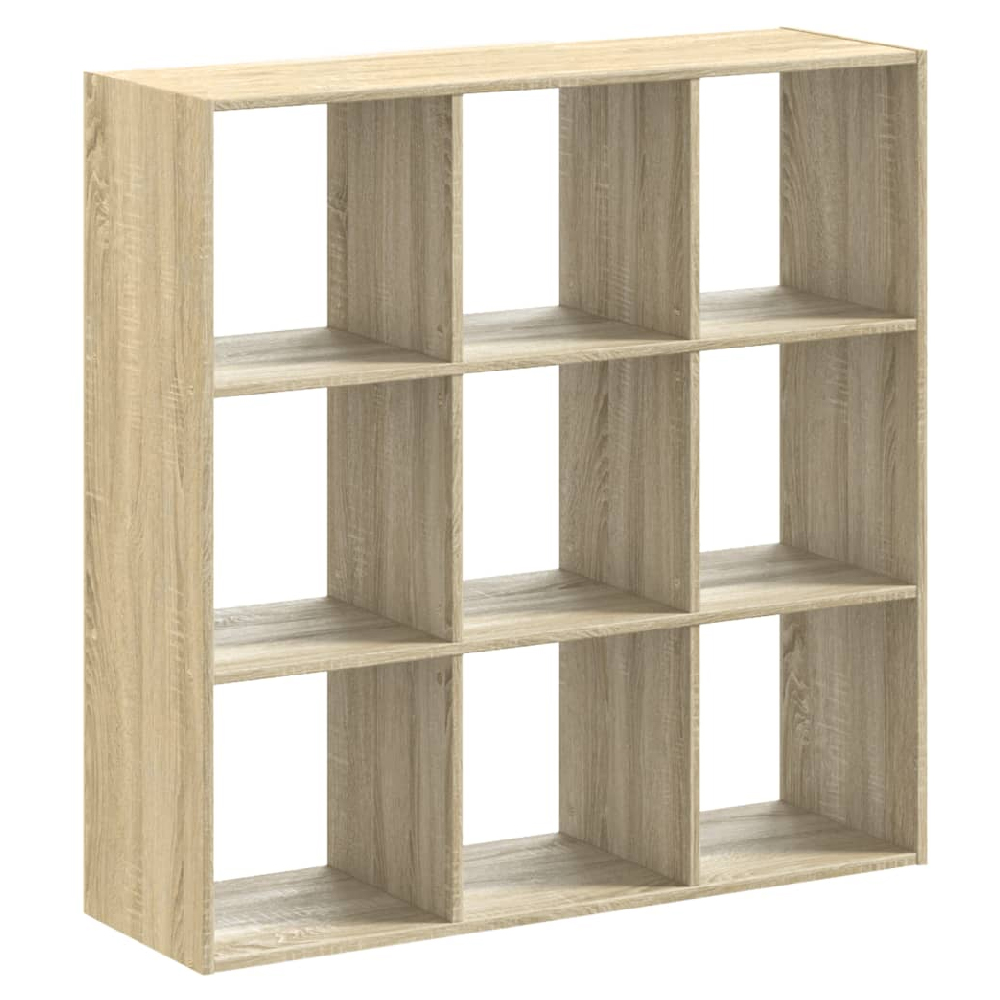 Gilford Wooden Bookcase With 9 Compartments In Sonoma Oak